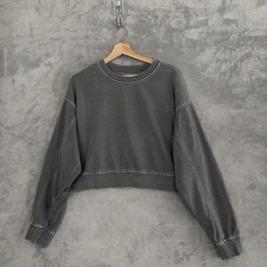 Lazy Sunday Cropped Sweatshirt Womens XL Gray Cotton Blend Medium Weight